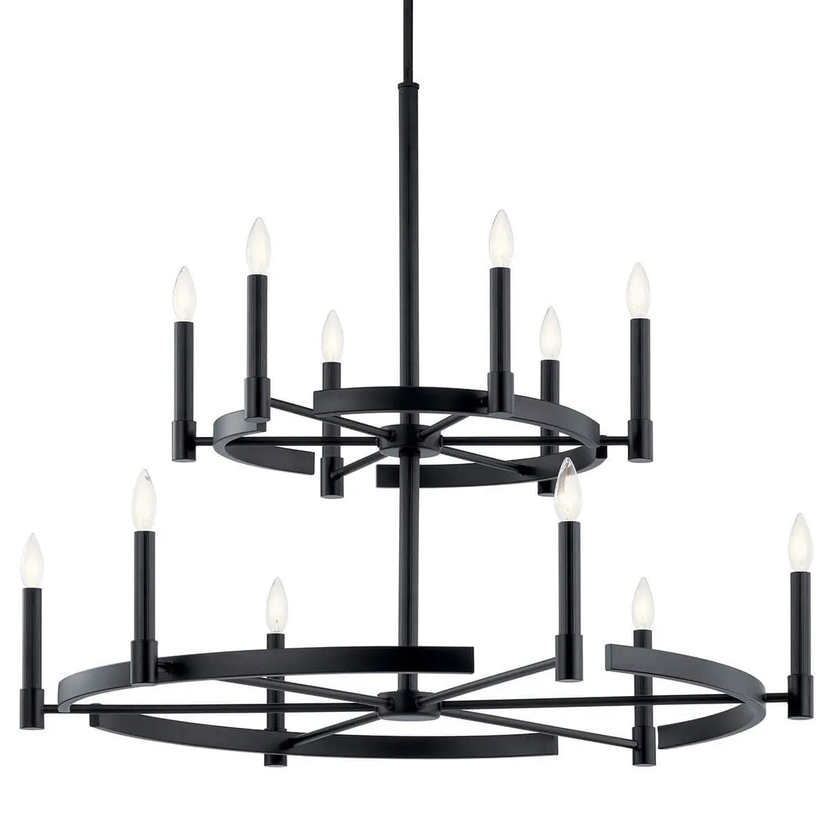 Tolani 40" 12-Light Multi-Tier Chandelier, Black Finish - Bees Lighting