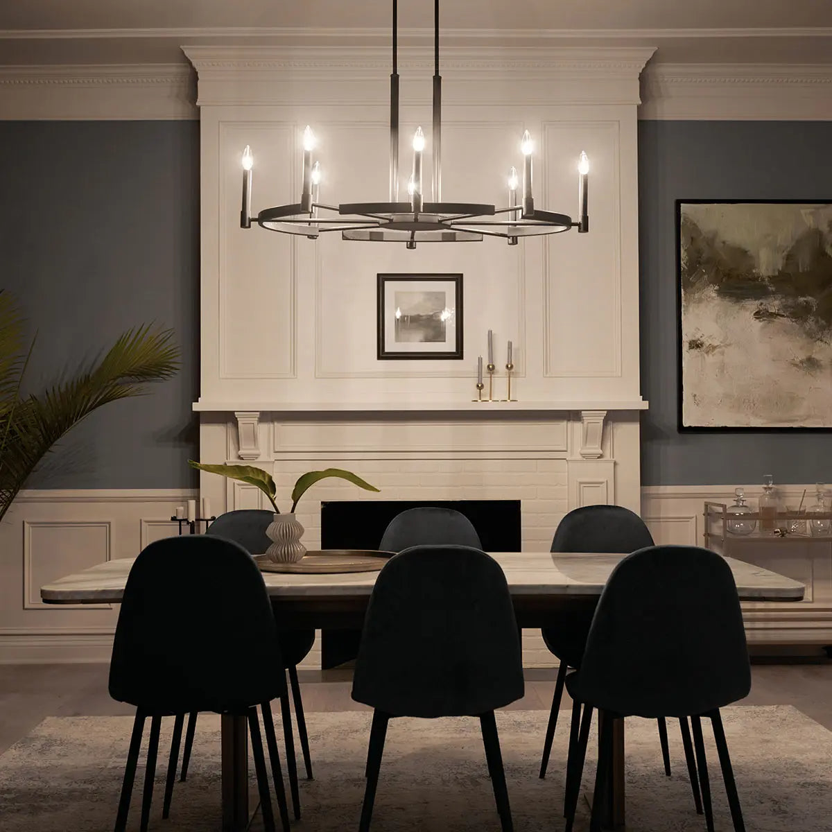 Tolani 43" 8-Light Chandelier, Black Finish - Bees Lighting