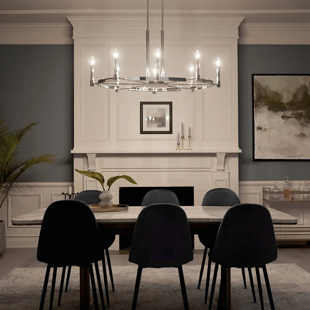 Tolani 43" 8-Light Chandelier, Polished Nickel Finish - Bees Lighting