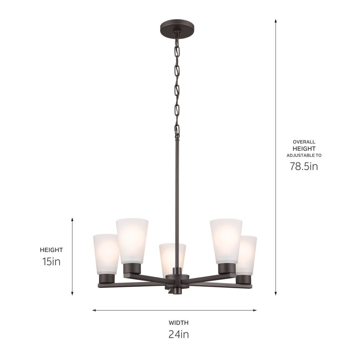 Stamos 24 in. 5 Lights Chandelier Old Bronze finish - Bees Lighting