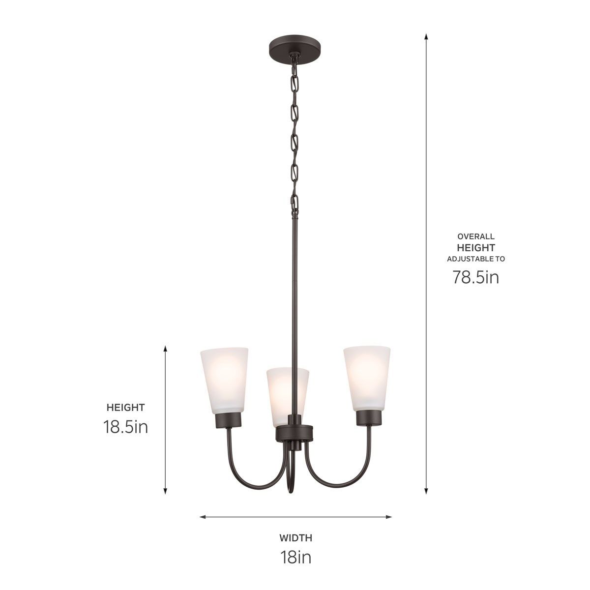 Erma 18 in. 3 Lights Chandelier Old Bronze finish - Bees Lighting
