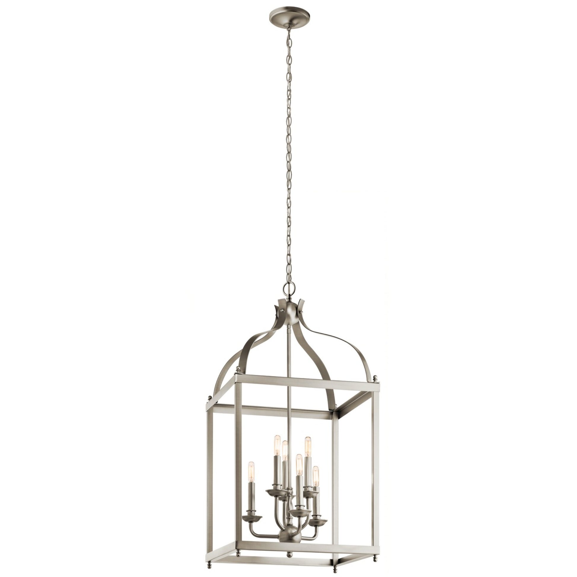 Larkin 26" 6-Light Foyer Chandelier, Brushed Nickel Finish - Bees Lighting