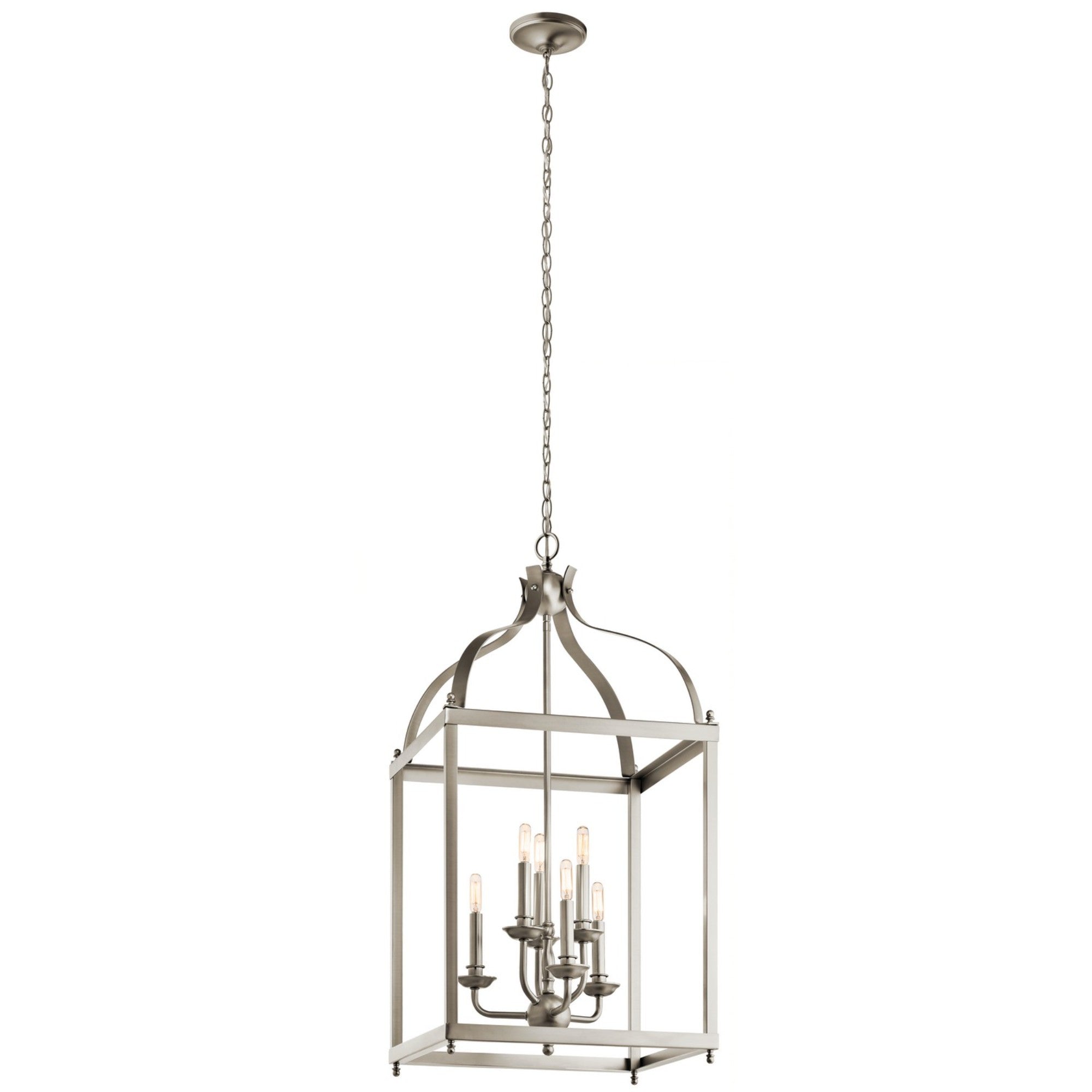 Larkin 26" 6-Light Foyer Chandelier, Brushed Nickel Finish - Bees Lighting