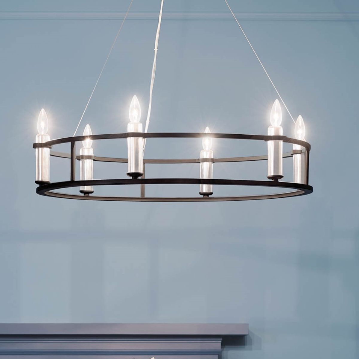 Rosalind 33 in. 6 Lights Chandelier Black finish - Bees Lighting