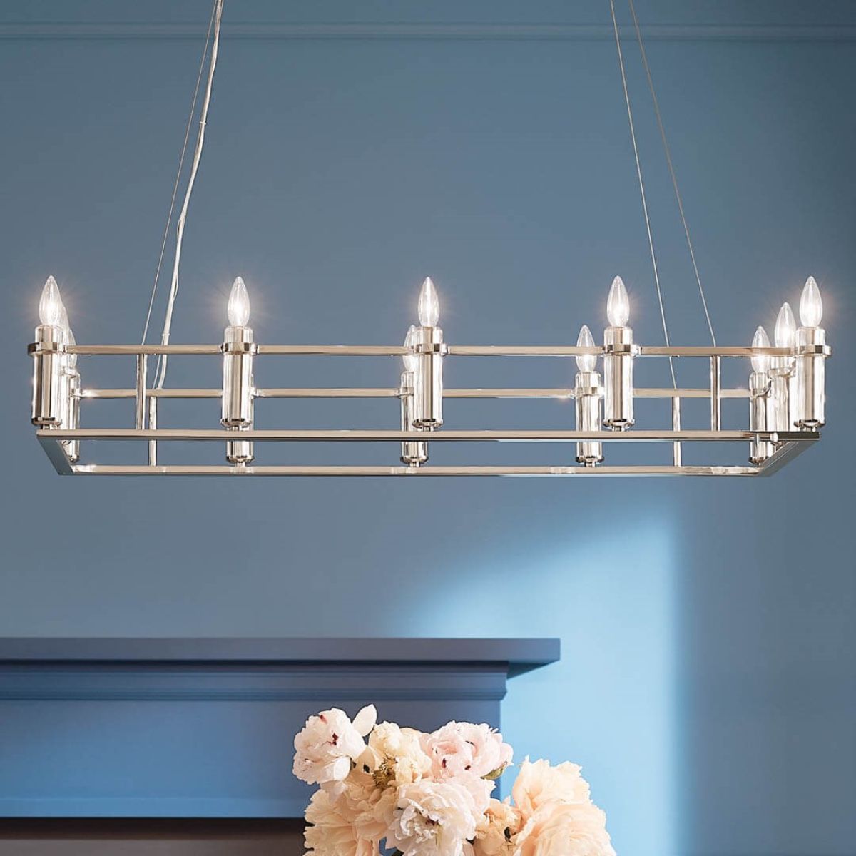 Rosalind 45 in. 12 Lights Chandelier Polished Nickel finish - Bees Lighting