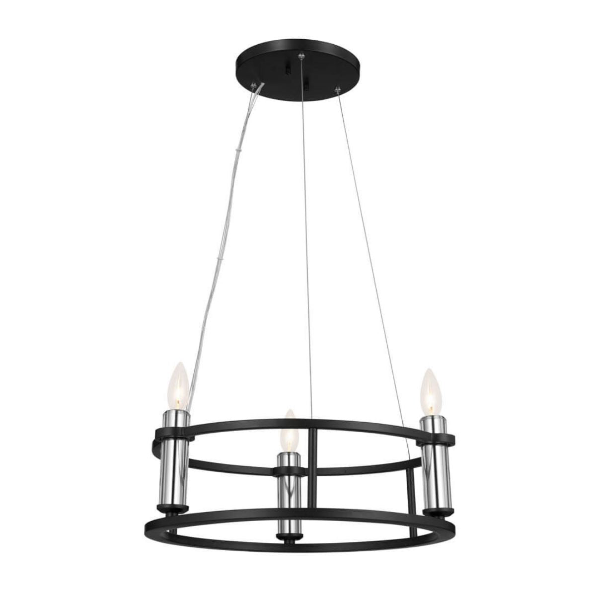 Rosalind 20 in. 3 Lights Chandelier Black finish - Bees Lighting