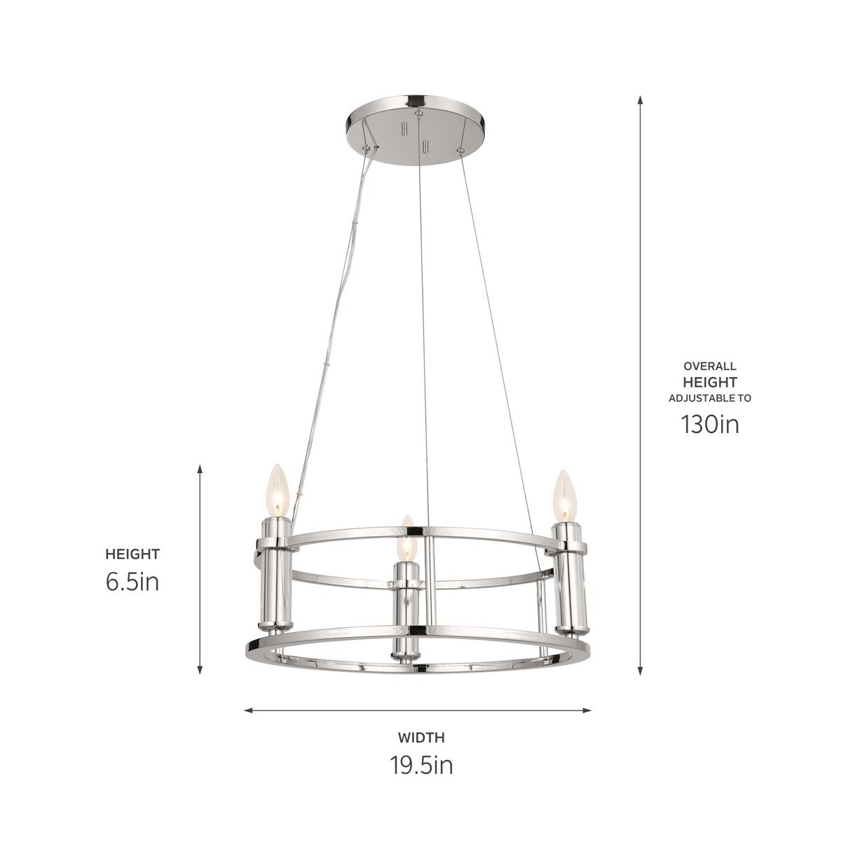 Rosalind 20 in. 3 Lights Chandelier Polished Nickel finish - Bees Lighting