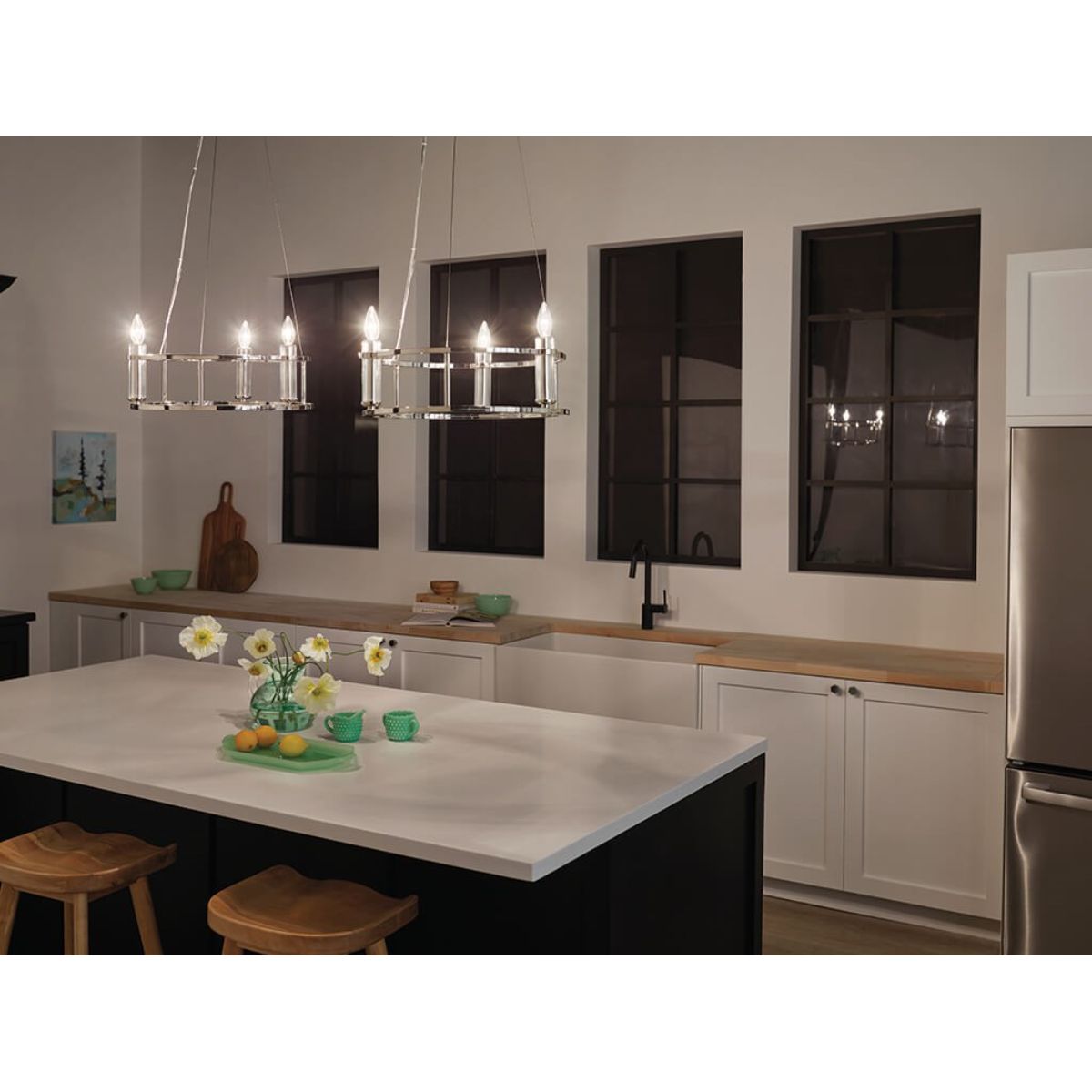 Rosalind 20 in. 3 Lights Chandelier Polished Nickel finish - Bees Lighting