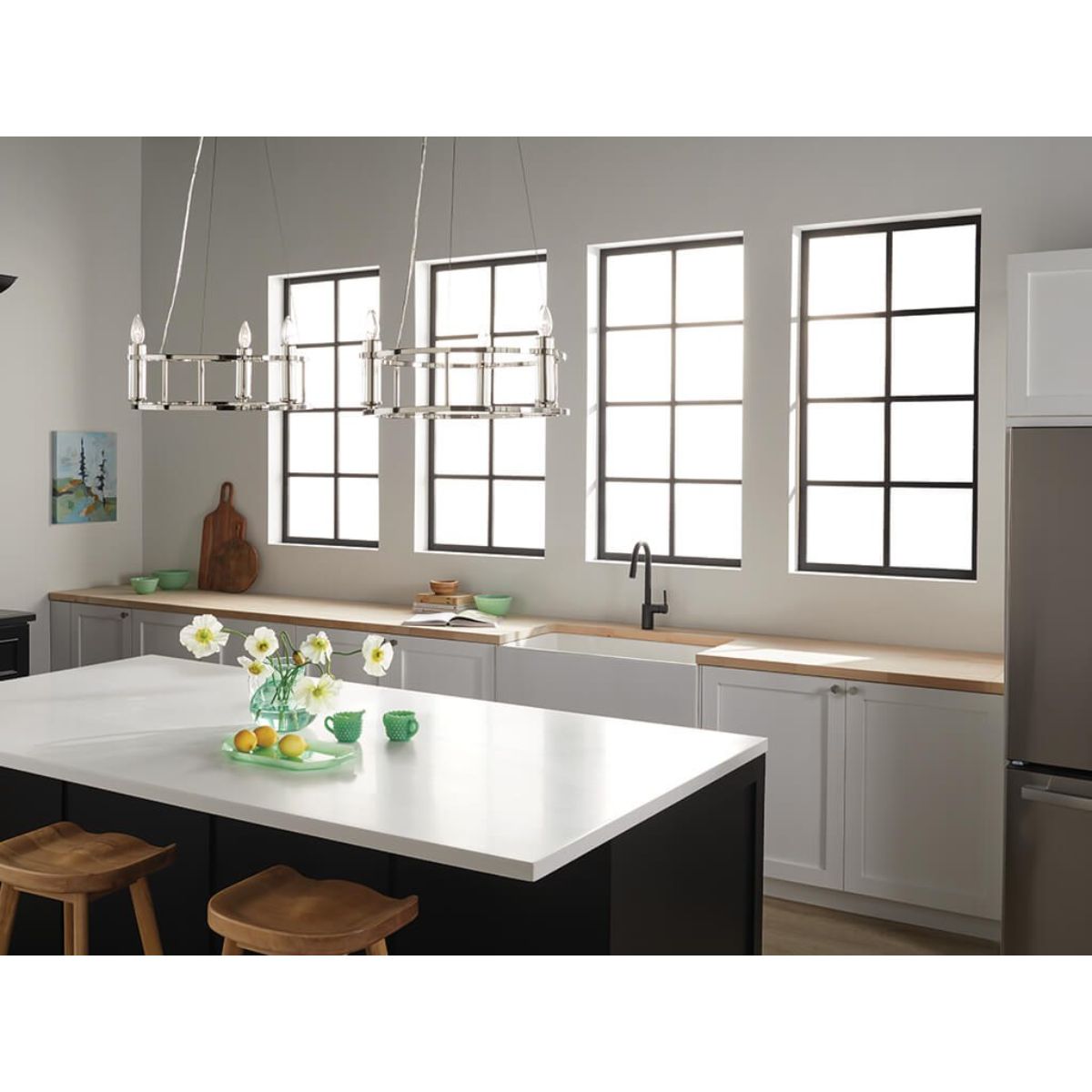 Rosalind 20 in. 3 Lights Chandelier Polished Nickel finish - Bees Lighting