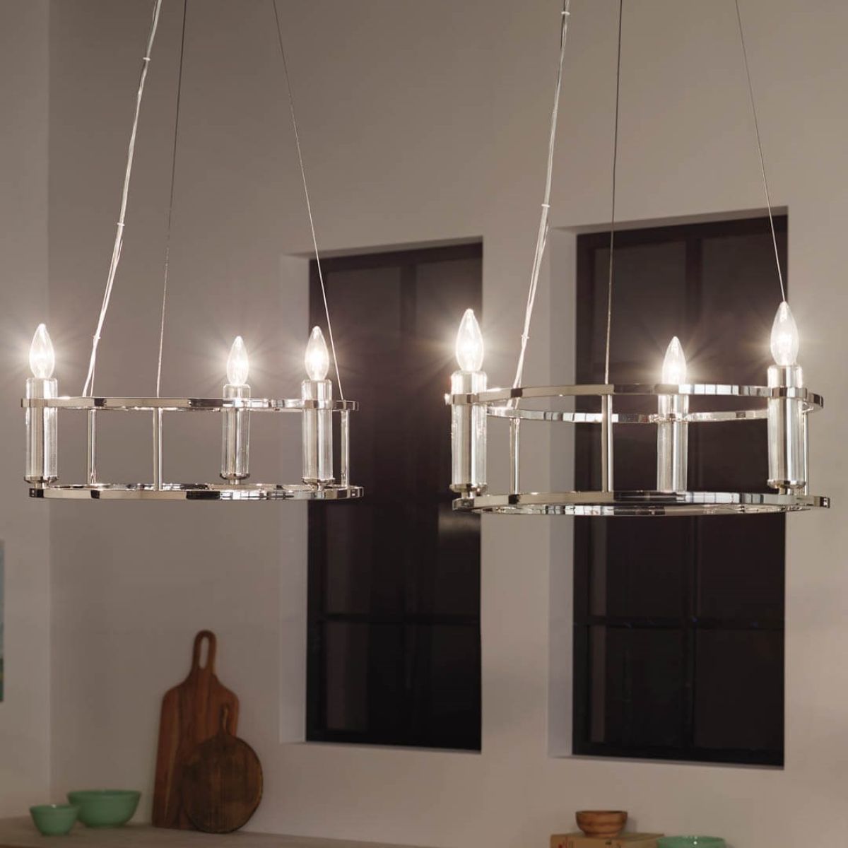 Rosalind 20 in. 3 Lights Chandelier Polished Nickel finish - Bees Lighting