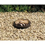 Architectural bronze circular rock guard with curved metal openings
