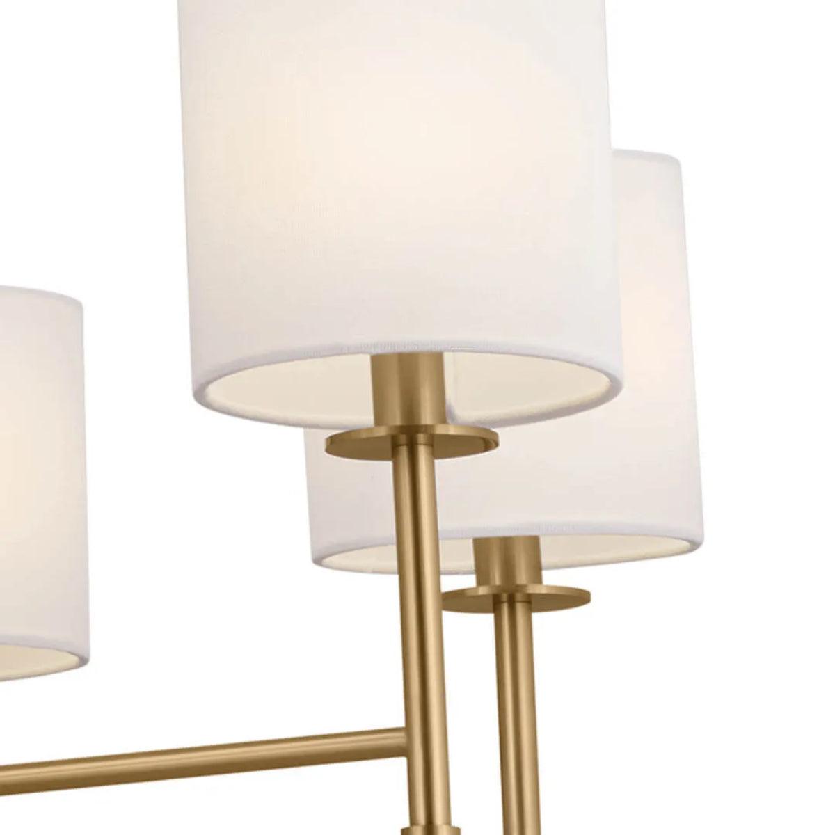 Ali 39" 8-Light Chandelier with Fabric Drum Shade, Brushed Natural Brass Finish - Bees Lighting