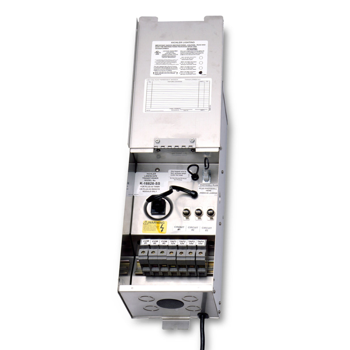 Stainless steel outdoor transformer with control panel and terminal connectors