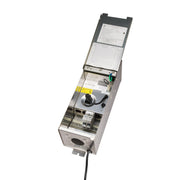 Stainless steel lighting transformer with mounting bracket and black power cord