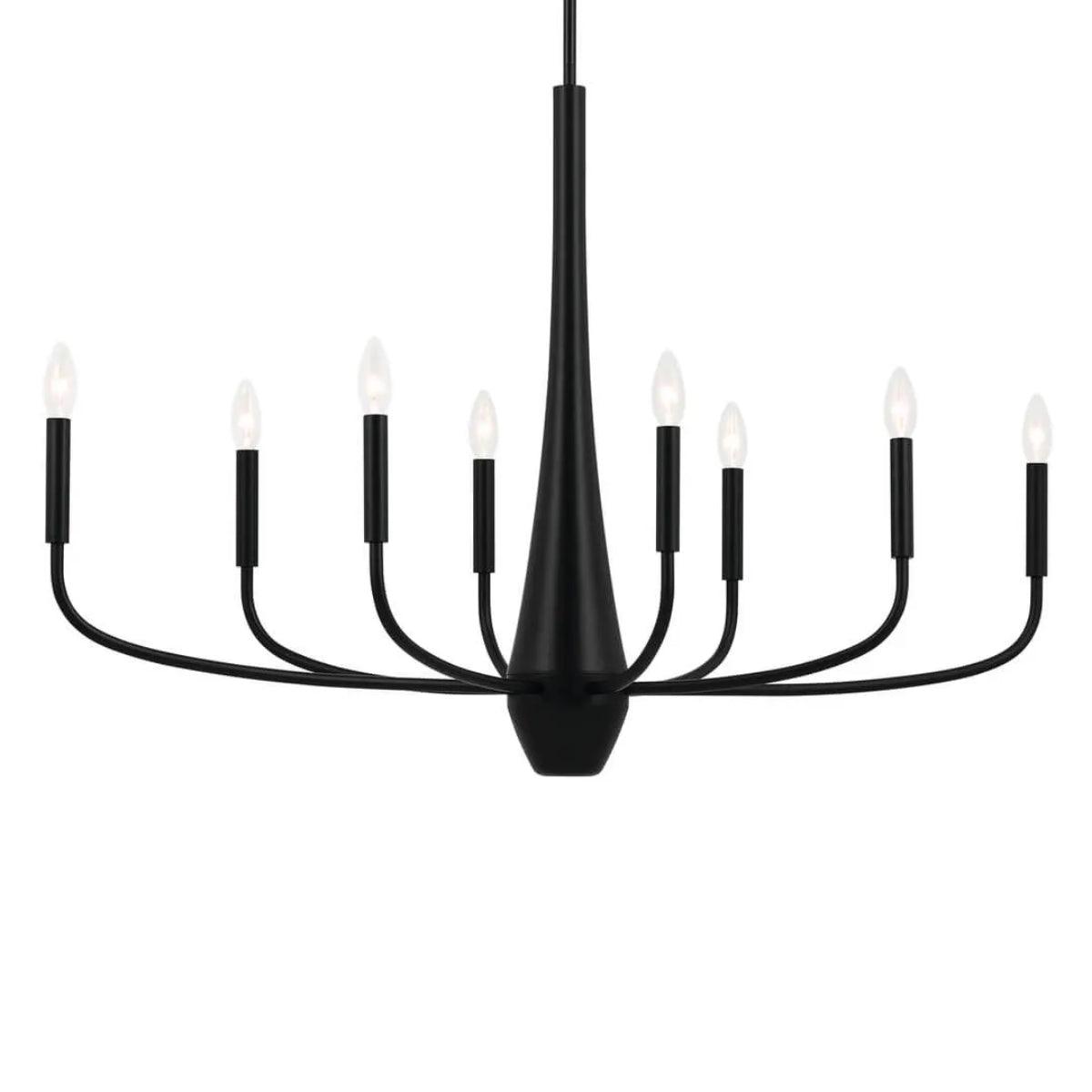 Deela 41" 8-Light Oval Chandelier 1-Tier, Black Finish - Bees Lighting