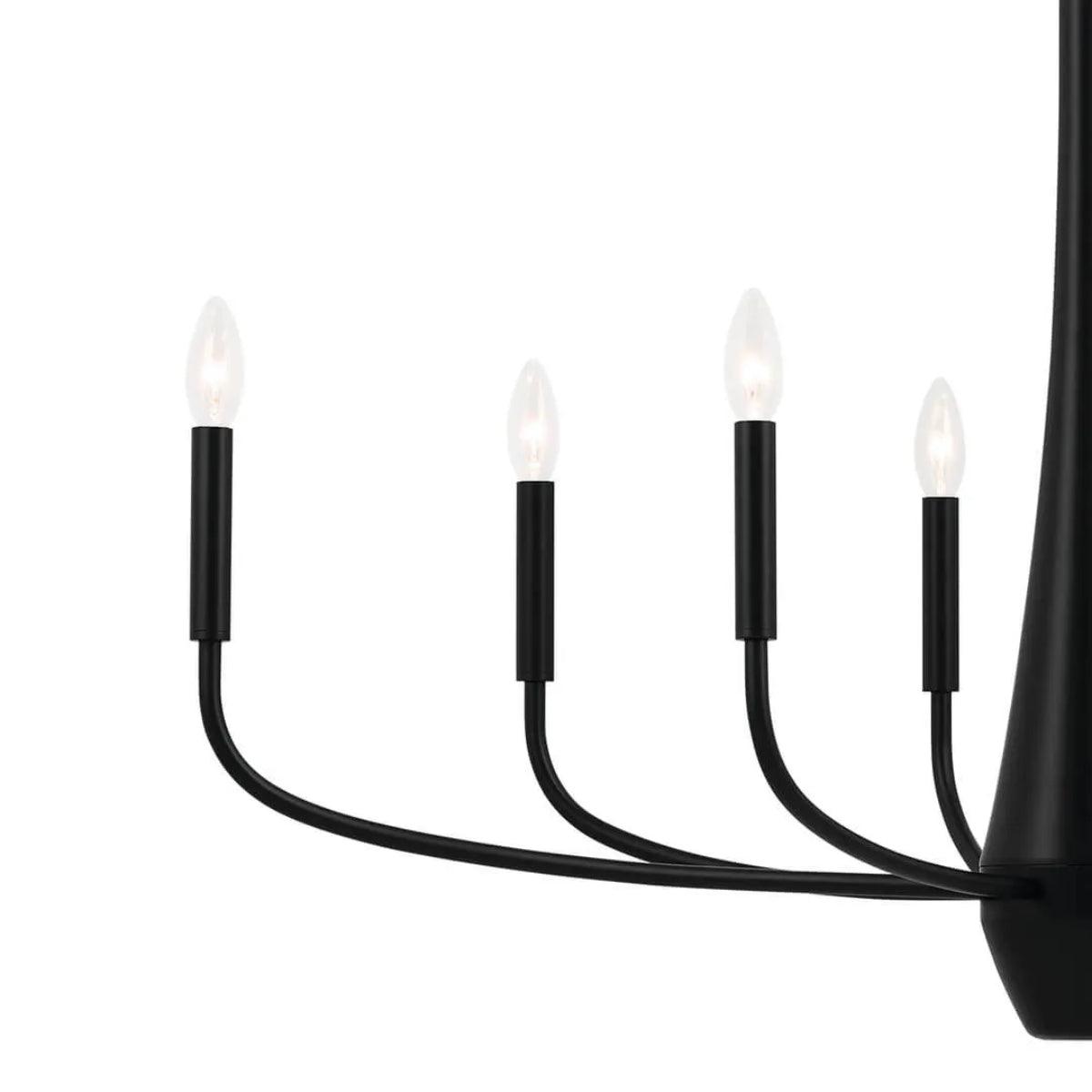 Deela 41" 8-Light Oval Chandelier 1-Tier, Black Finish - Bees Lighting