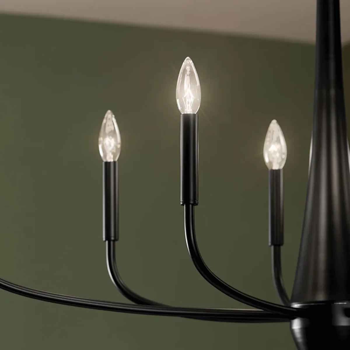 Deela 41" 8-Light Oval Chandelier 1-Tier, Black Finish - Bees Lighting
