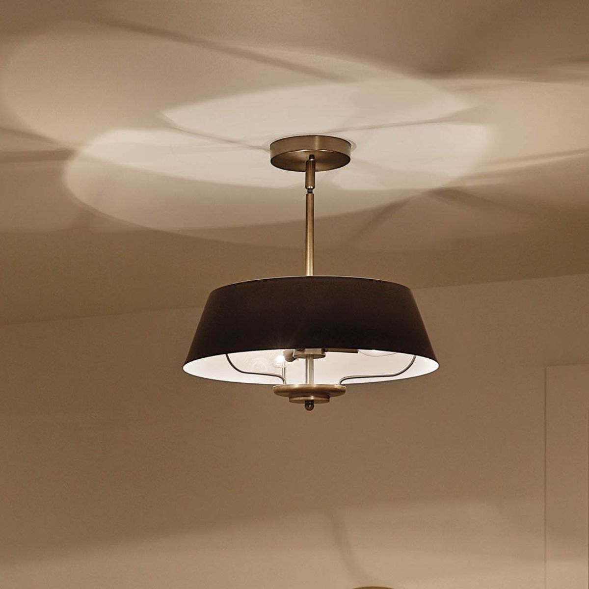 Luella 16 in. 3 Lights Convertible Pendant/Semi Flush Mount Light Black finish - Bees Lighting