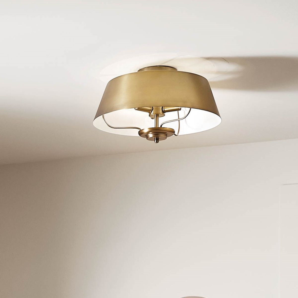 Luella 16 in. 3 Lights Convertible Pendant/Semi Flush Mount Light Brushed Brass finish - Bees Lighting