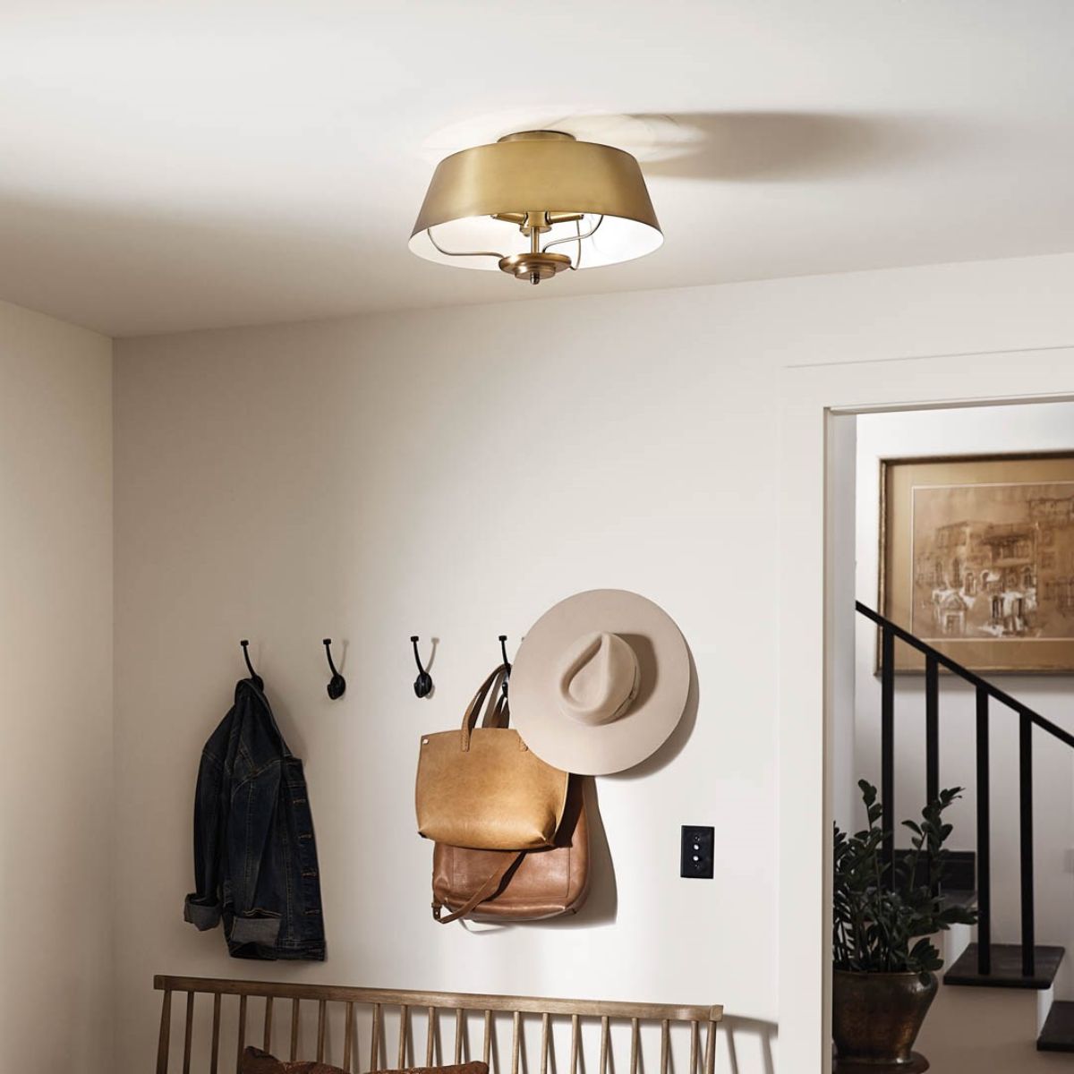 Luella 16 in. 3 Lights Convertible Pendant/Semi Flush Mount Light Brushed Brass finish - Bees Lighting