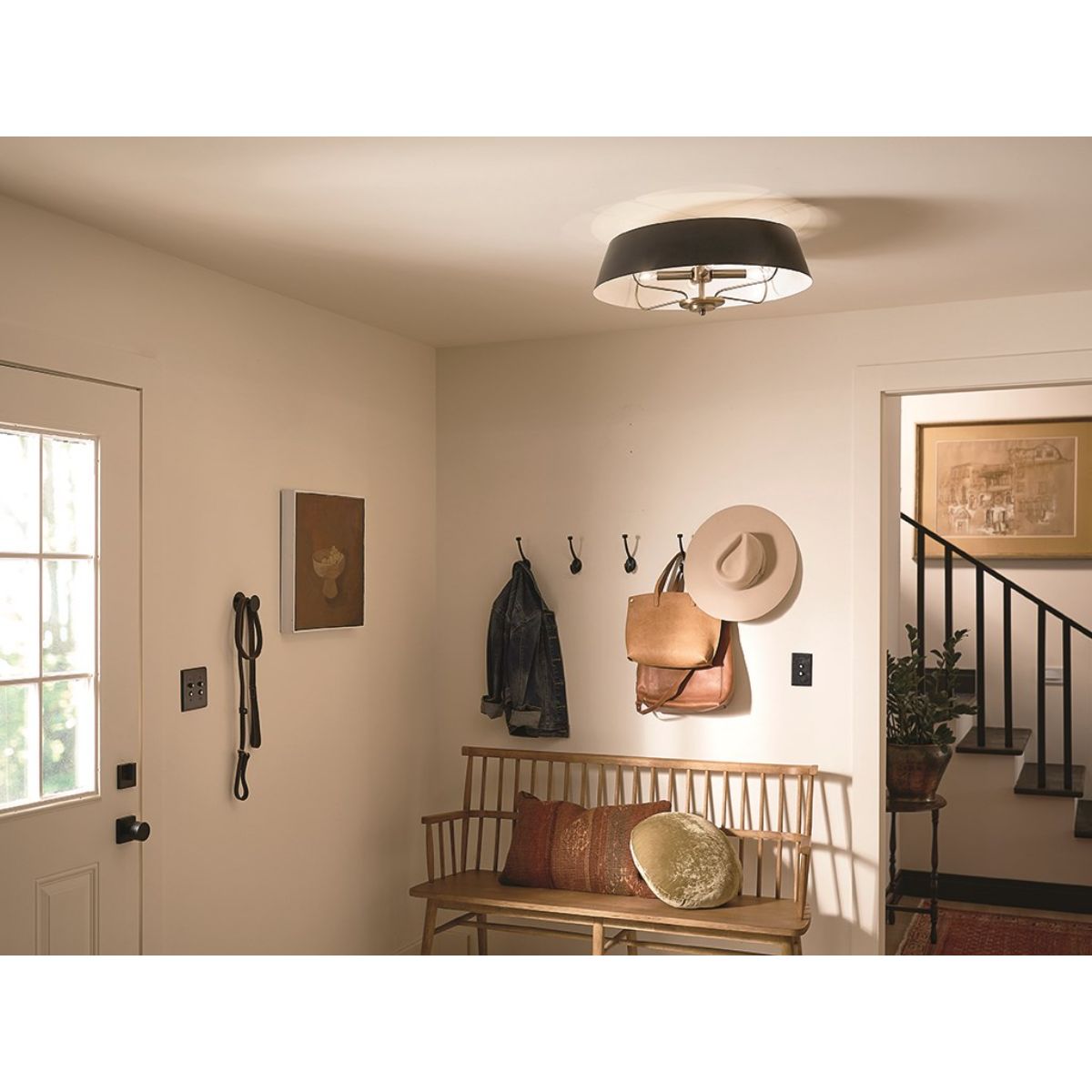 Luella 22 in. 4 Lights Convertible Pendant/Semi Flush Mount Light Black finish - Bees Lighting
