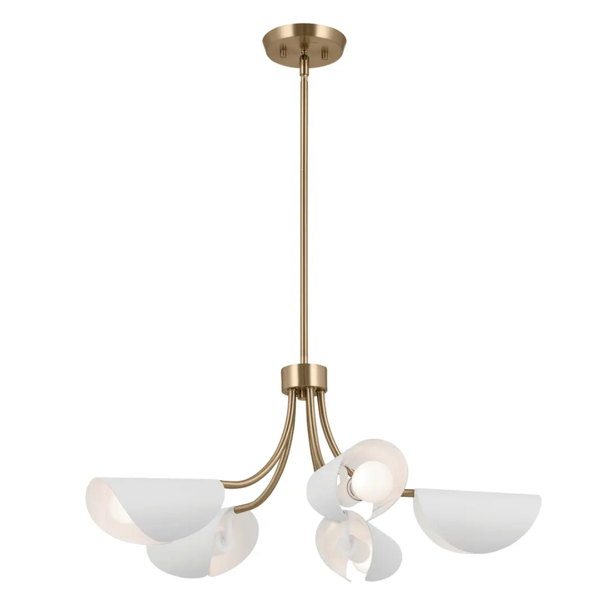 Arcus 29 in. 5 Lights Chandelier/Semi-flush Champagne Bronze Finish with White shade - Bees Lighting