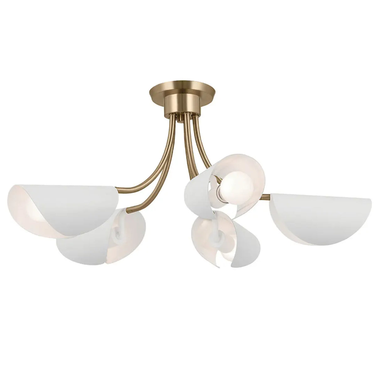 Arcus 29 in. 5 Lights Chandelier/Semi-flush Champagne Bronze Finish with White shade - Bees Lighting