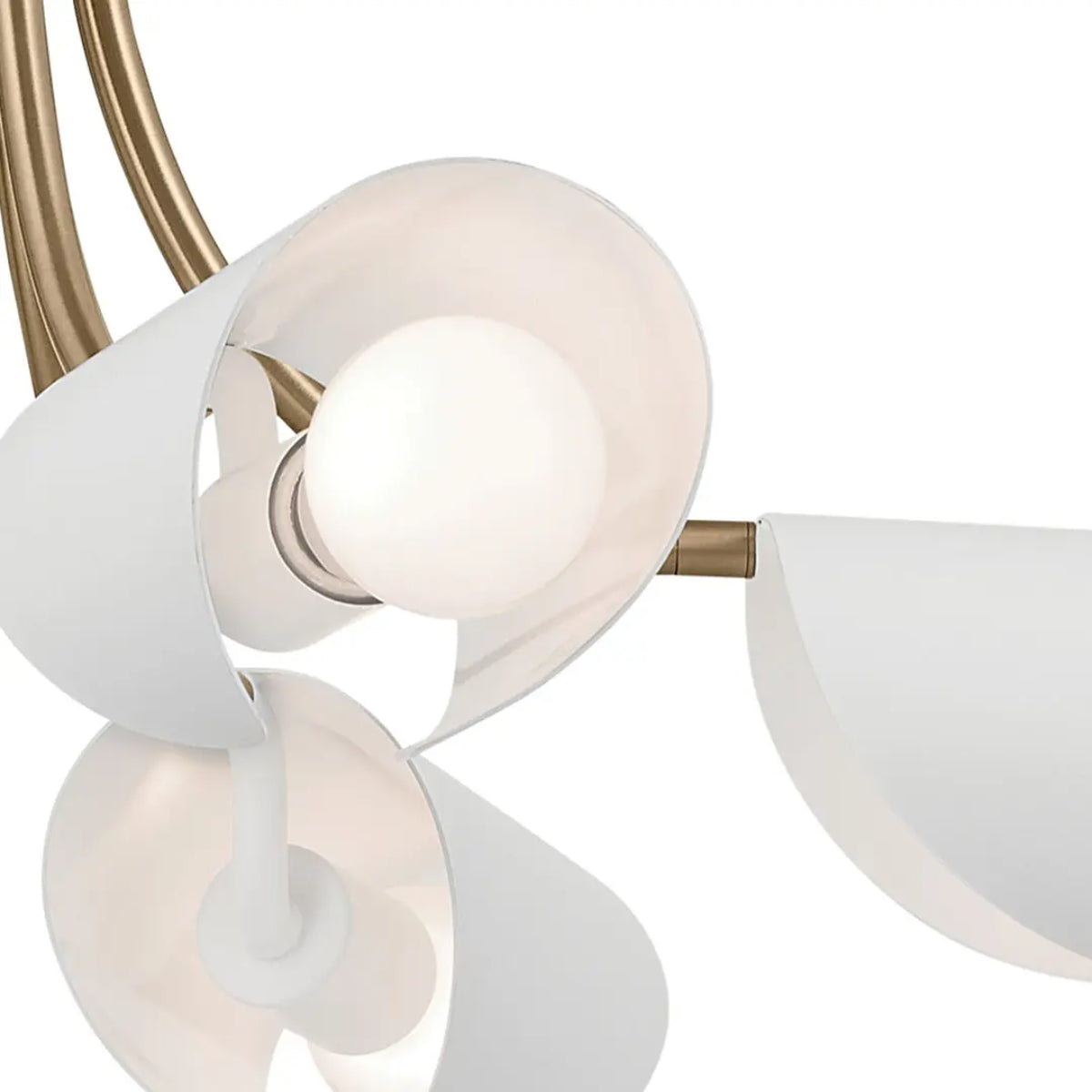 Arcus 29 in. 5 Lights Chandelier/Semi-flush Champagne Bronze Finish with White shade - Bees Lighting