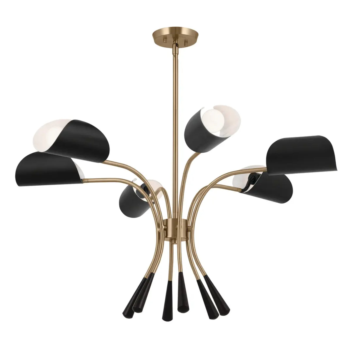 Arcus 39 in. 6 Lights Chandelier Champagne Bronze Finish with Black shade - Bees Lighting