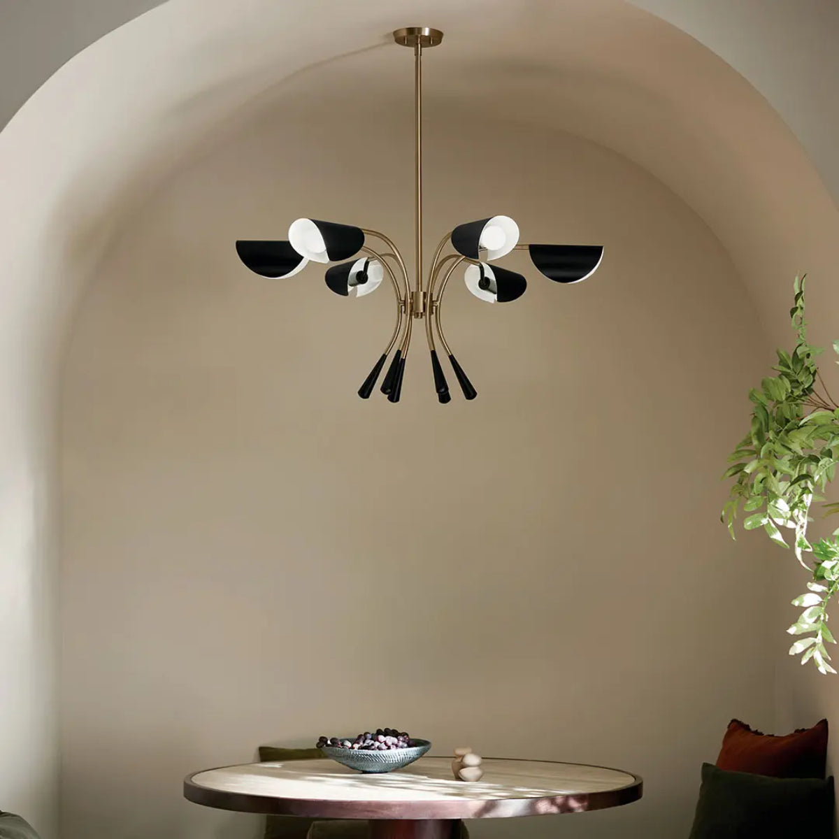 Arcus 39 in. 6 Lights Chandelier Champagne Bronze Finish with Black shade - Bees Lighting