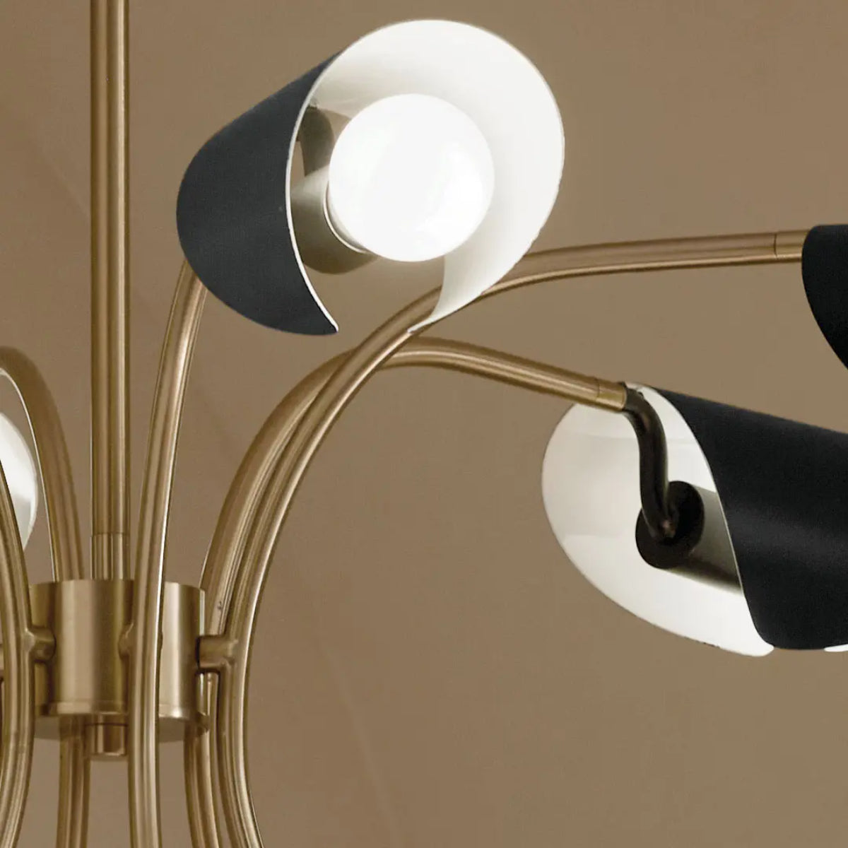 Arcus 39 in. 6 Lights Chandelier Champagne Bronze Finish with Black shade - Bees Lighting
