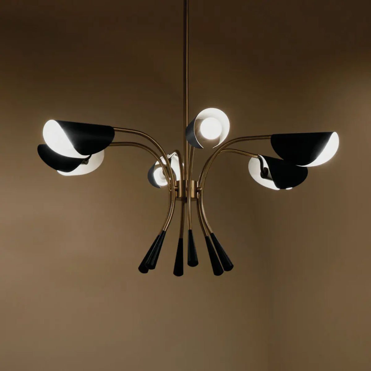 Arcus 39 in. 6 Lights Chandelier Champagne Bronze Finish with Black shade - Bees Lighting