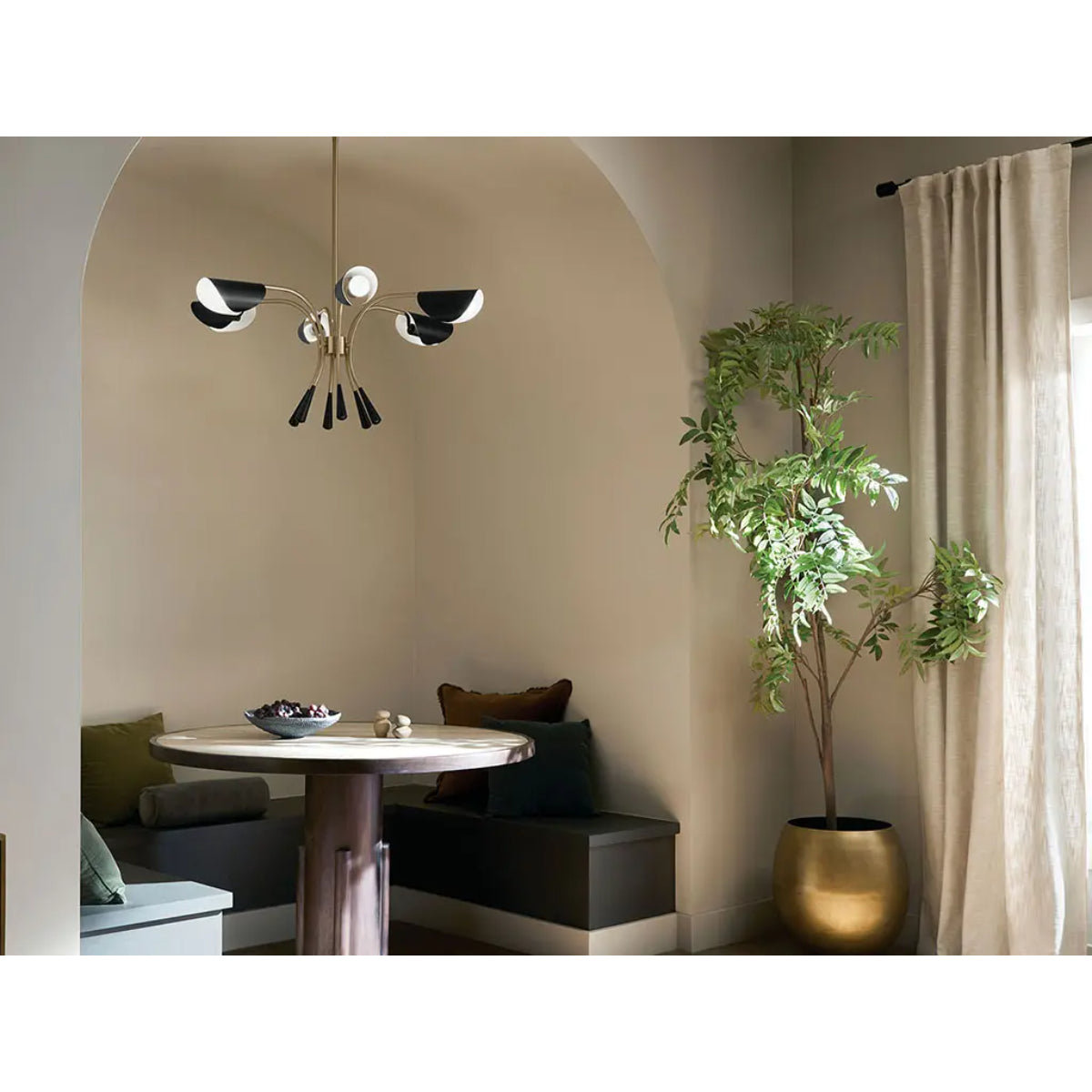 Arcus 39 in. 6 Lights Chandelier Champagne Bronze Finish with Black shade - Bees Lighting