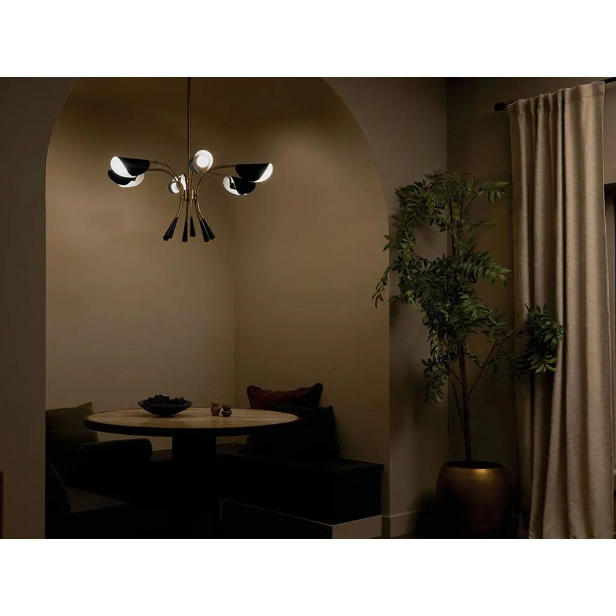 Arcus 39 in. 6 Lights Chandelier Champagne Bronze Finish with Black shade - Bees Lighting