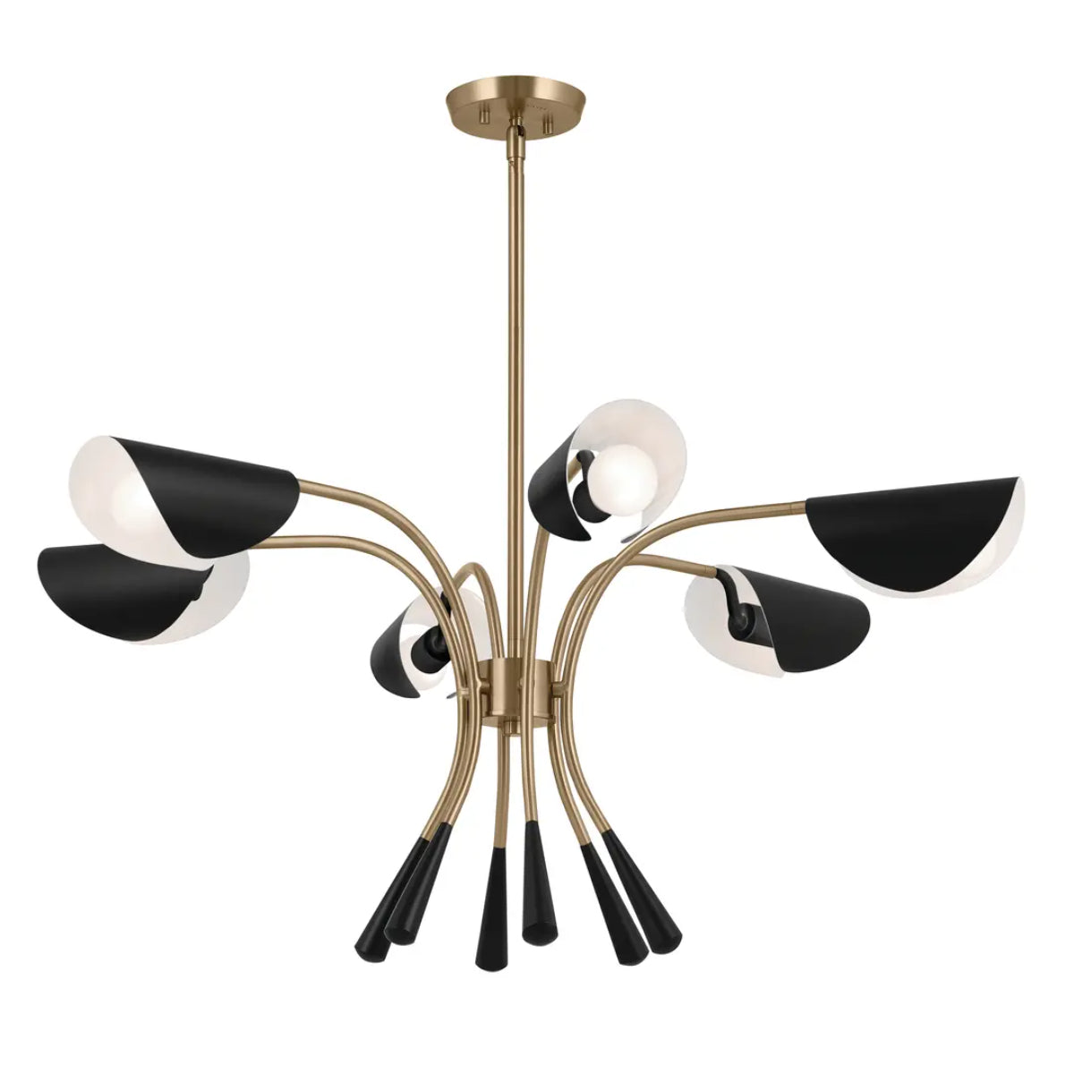 Arcus 39 in. 6 Lights Chandelier Champagne Bronze Finish with Black shade - Bees Lighting