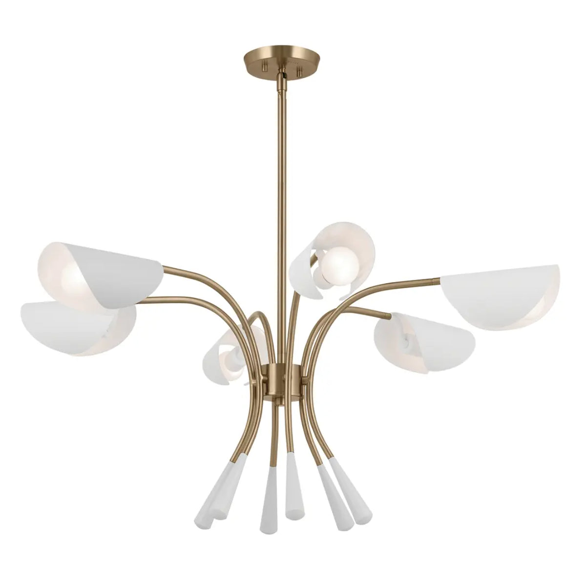 Arcus 39 in. 6 Lights Chandelier Champagne Bronze Finish with White shade - Bees Lighting