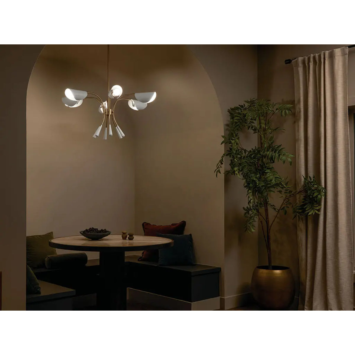 Arcus 39 in. 6 Lights Chandelier Champagne Bronze Finish with White shade - Bees Lighting