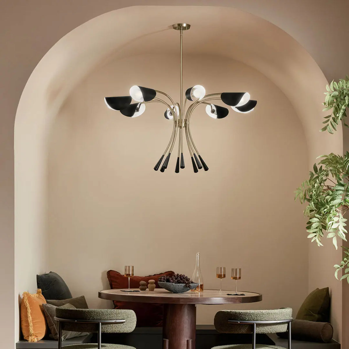 Arcus 46 in. 8 Lights Chandelier Champagne Bronze Finish with Black shade - Bees Lighting