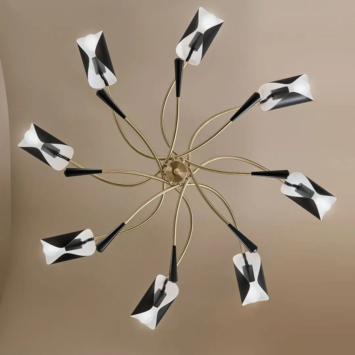 Arcus 46 in. 8 Lights Chandelier Champagne Bronze Finish with Black shade - Bees Lighting