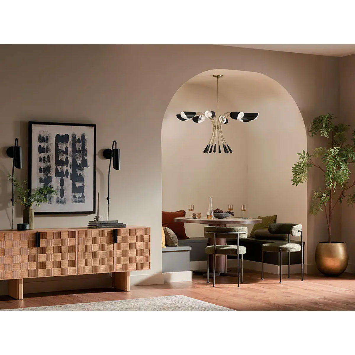 Arcus 46 in. 8 Lights Chandelier Champagne Bronze Finish with Black shade - Bees Lighting
