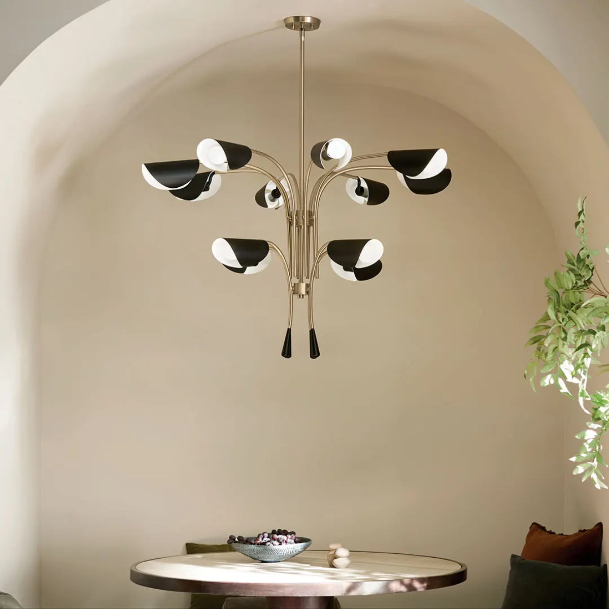 Arcus 46 in. 12 Lights Chandelier Champagne Bronze Finish with Black shade - Bees Lighting