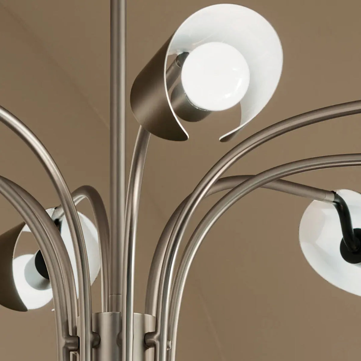 Arcus 46 in. 12 Lights Chandelier Satin Nickel Finish with Black shade - Bees Lighting