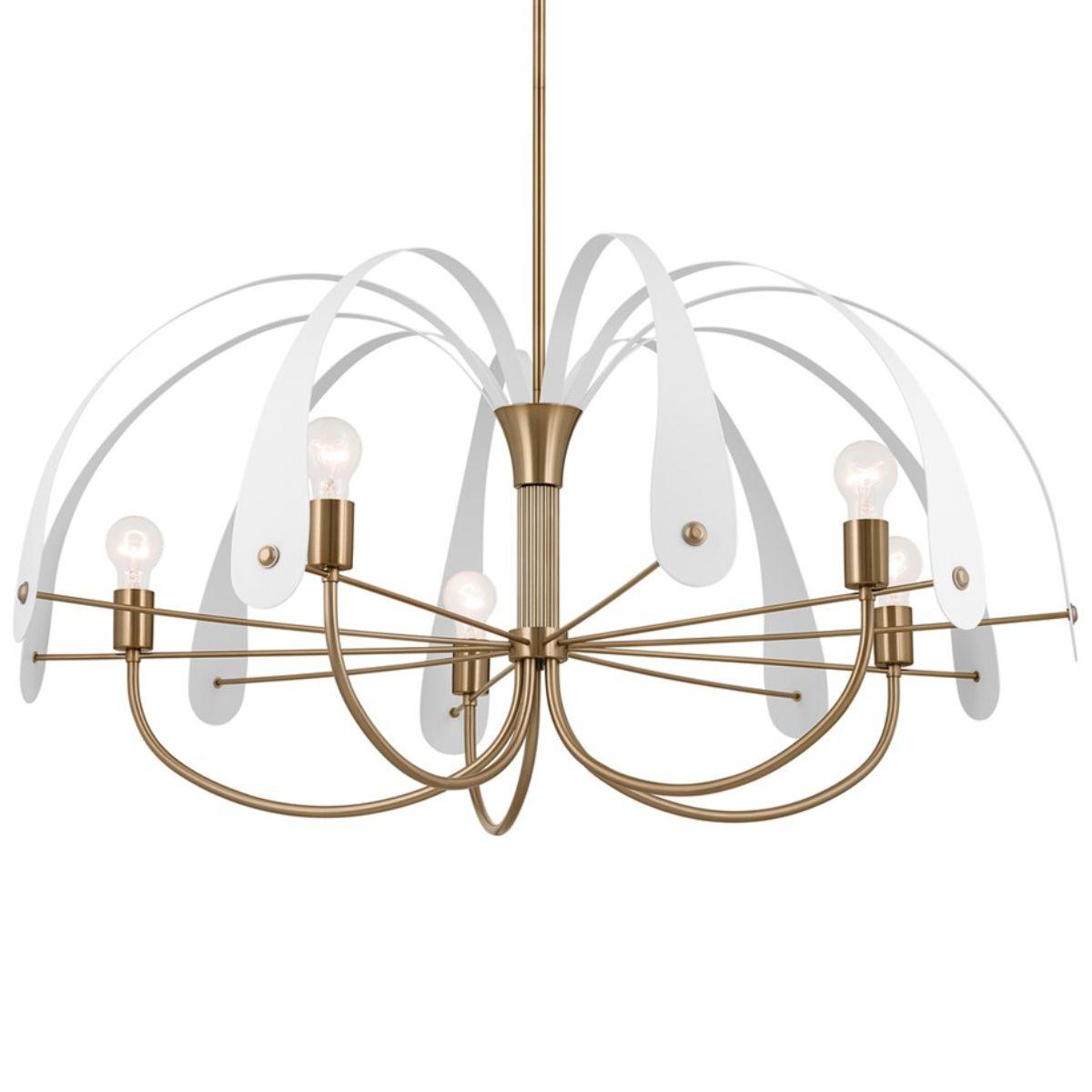 Petal 43 in. 5 Lights Chandelier Champagne Bronze and White Finish