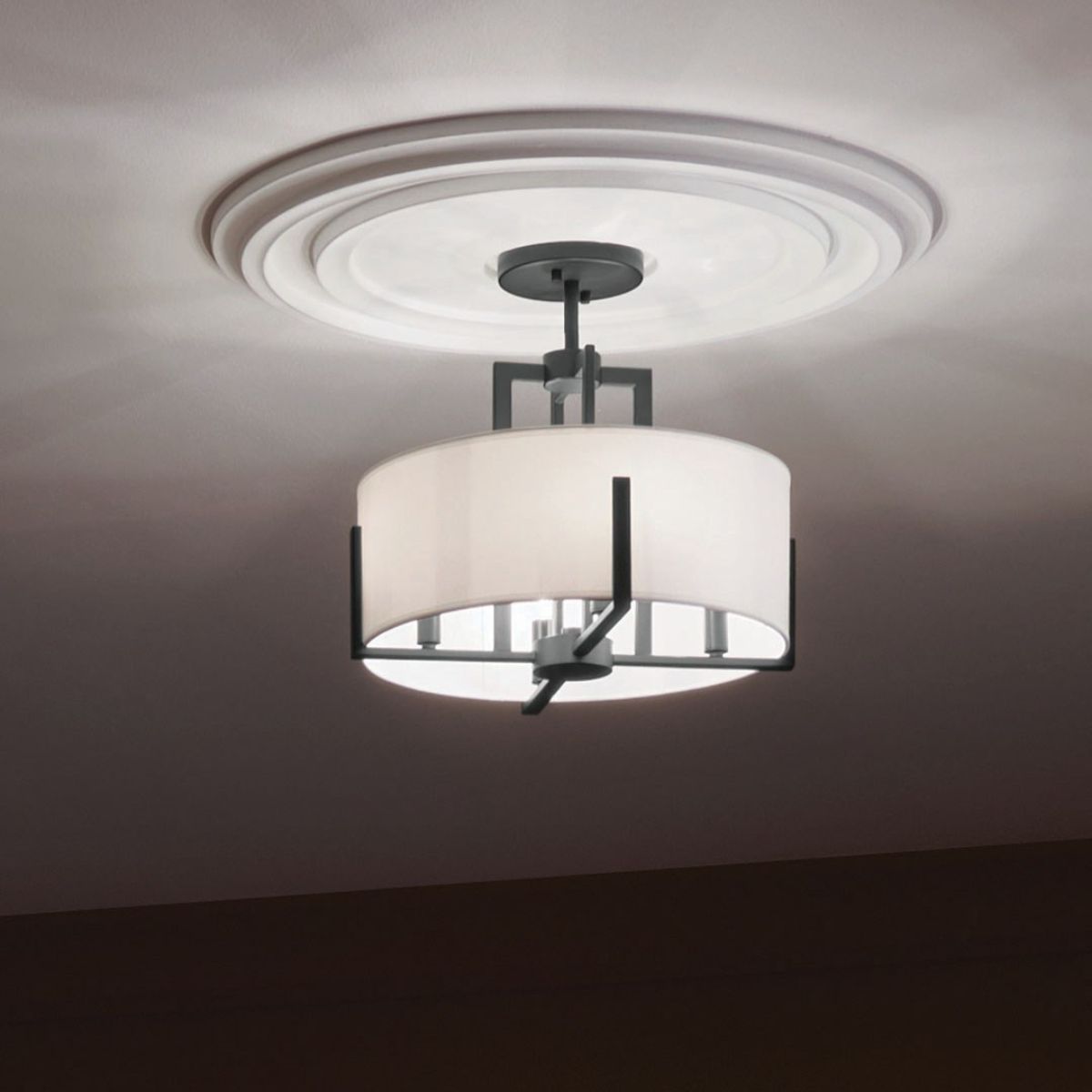 Malen 16 in. 4 Lights Semi-flush/Pendant Light Black Finish - Bees Lighting