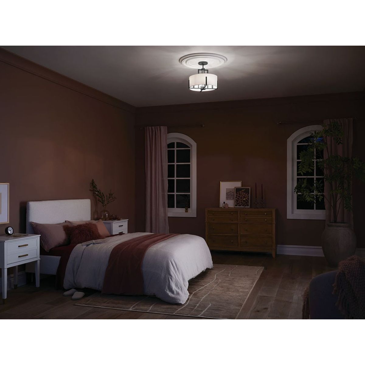 Malen 16 in. 4 Lights Semi-flush/Pendant Light Black Finish - Bees Lighting