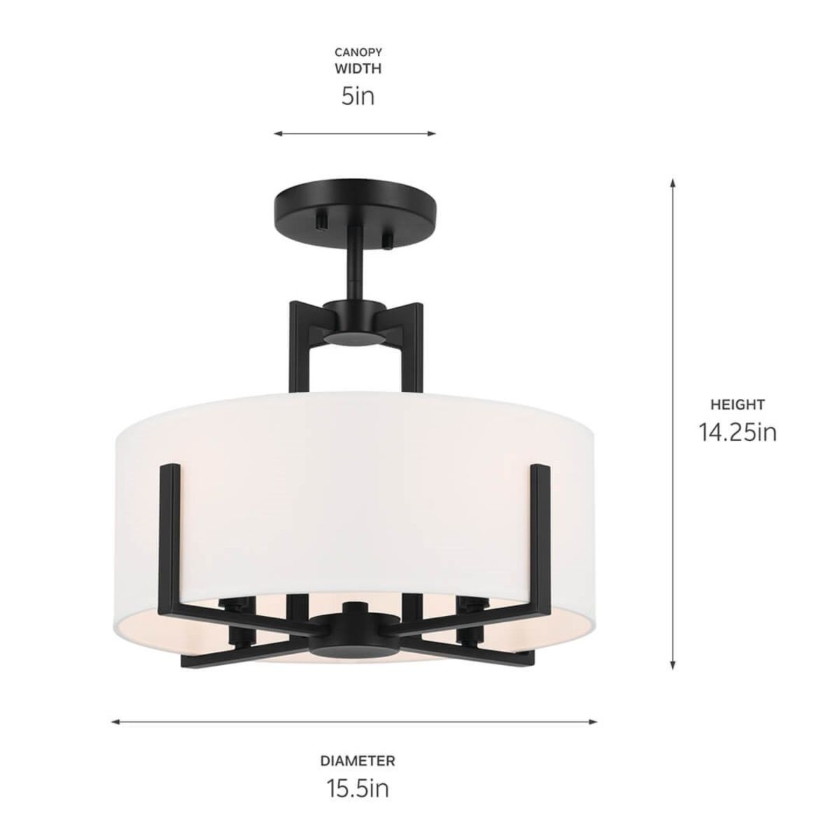 Malen 16 in. 4 Lights Semi-flush/Pendant Light Black Finish - Bees Lighting