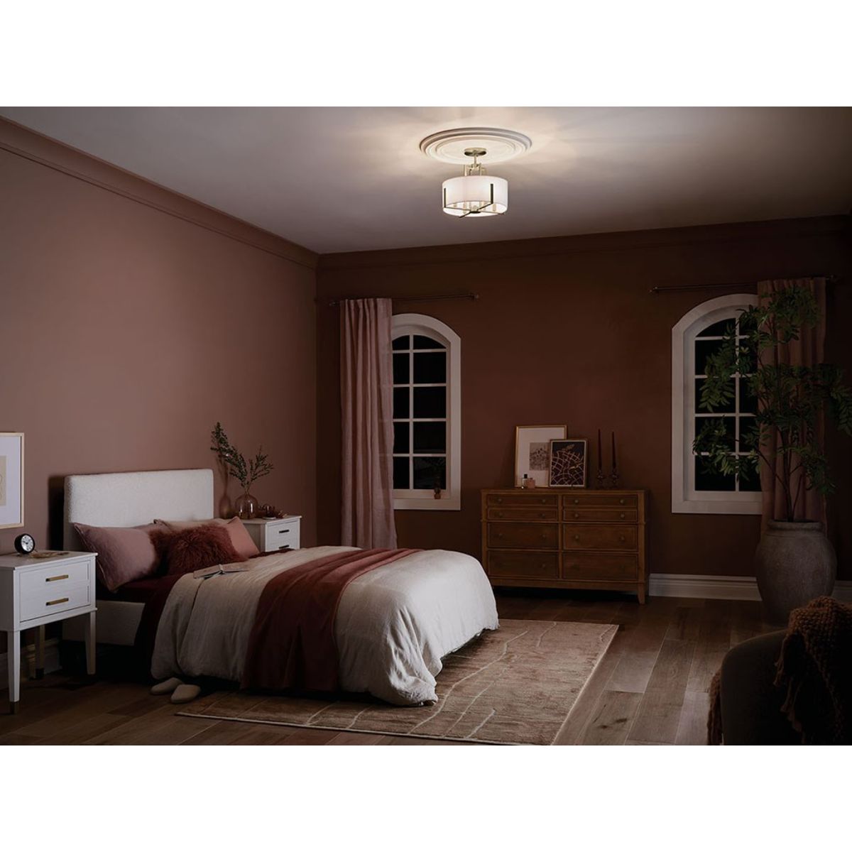 Malen 16 in. 4 Lights Semi-flush/Pendant Light Champagne Bronze Finish - Bees Lighting