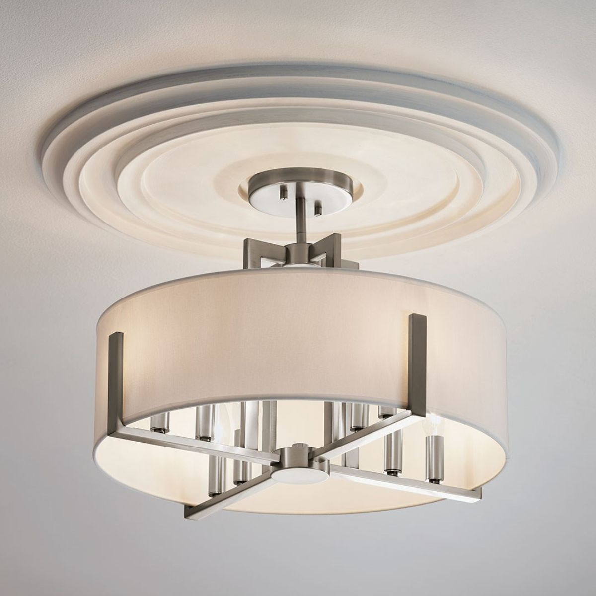 Malen 20 in. 8 Lights Semi-flush/Pendant Light Classic Pewter Finish - Bees Lighting