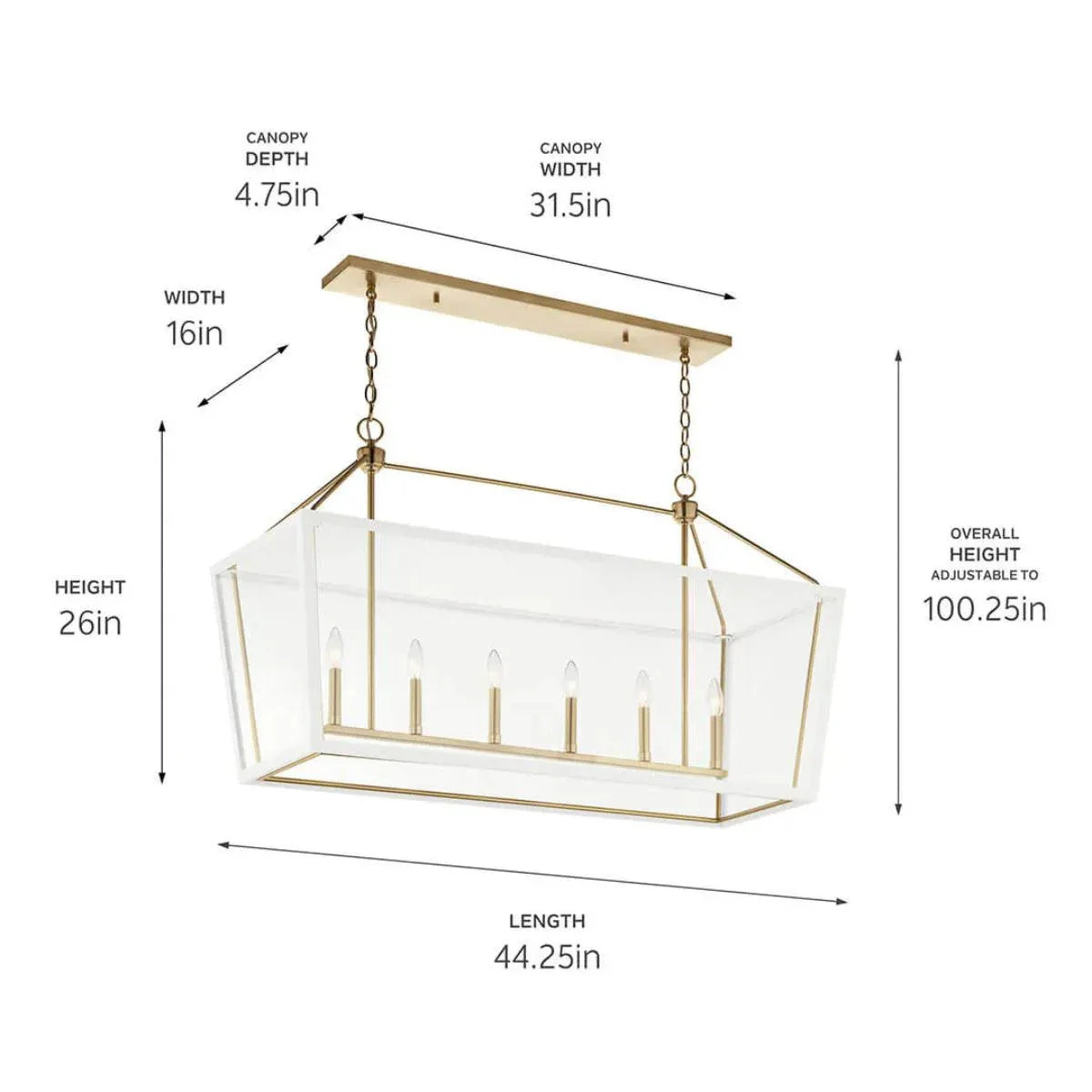 Delvin 44" 6-Light Linear Chandelier - Bees Lighting