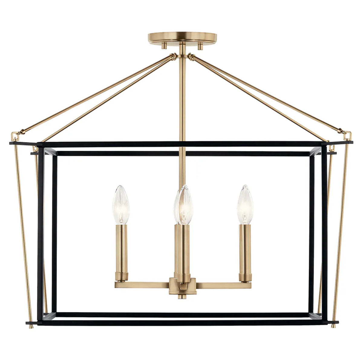 Eisley 24" 4-Light Semi-Flush Mount Light, Black and Champagne Bronze Finish - Bees Lighting